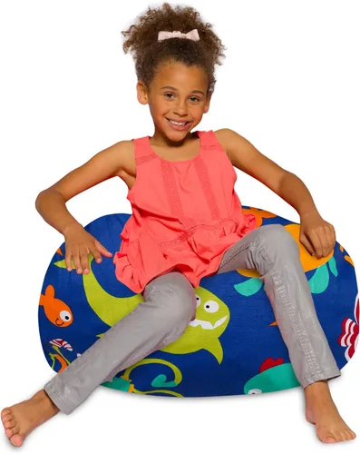 Vista 51 de Posh Beanbags - Sillón puff XL, 48 pulgadas, tela de lona para colorear - Mundo divertido Azul Rey Sólido