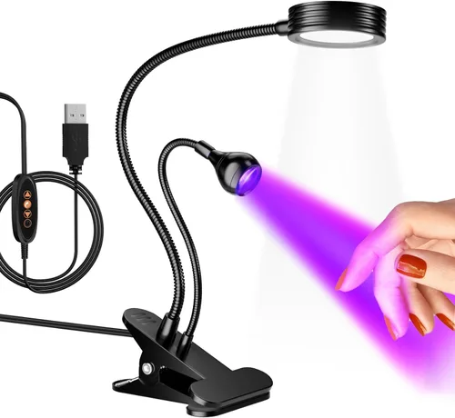 Vista 13 de AORAEM Lámpara de uñas LED UV, luz de curación flash de doble cabeza, rosa Luz de curado para uñas de gel con cuello de cisne portátil