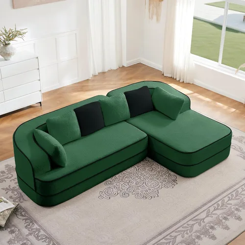 Vista 12 de Sofá Chesterfield de esponja 32D de alta resistencia de 106 pulgadas, sofá moderno de mediados de siglo con diseño modular, sofá de gran