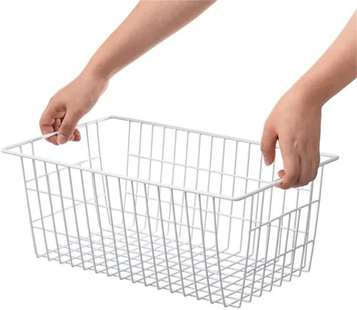 Vista 5 de SANNO Cestas para congelador, cesta de almacenamiento de alambre para congelador, organizador de alimentos para congelador, cesta de alambre