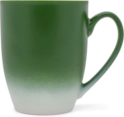 Vista 17 de Elanze Designs Magenta blanco dos tonos Ombre mate taza de café de cerámica de 12 onzas Magenta y blanco.