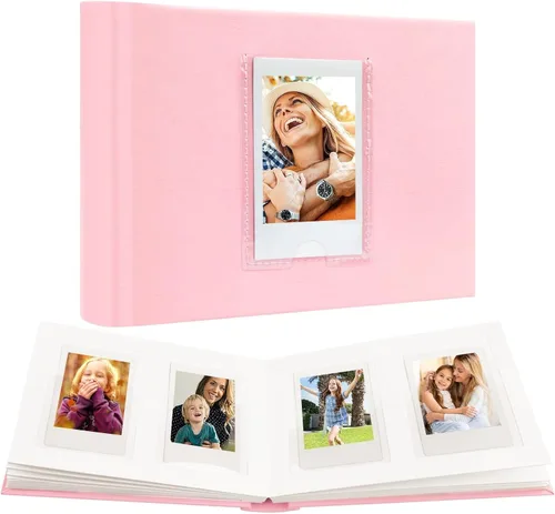 Vista 10 de Ruibytree Mini álbum de fotos de 64 bolsillos con espacio de escritura y ventana frontal, libro de fotos de piel sintética de 2 x 3 pulgadas
