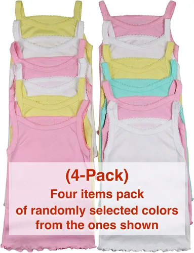 Vista 2 de ToBeInStyle - Camiseta sin mangas para niña con tirantes delgados y dobladillo fruncido, 4