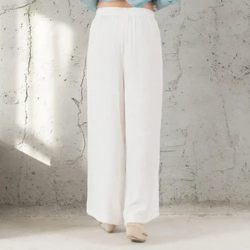 Vista 4 de Bata de Hanfu, de lino y algodón, para mujer, pantalones de pierna ancha, uniforme chino de kung fu, yoga, disfraz de meditación zen