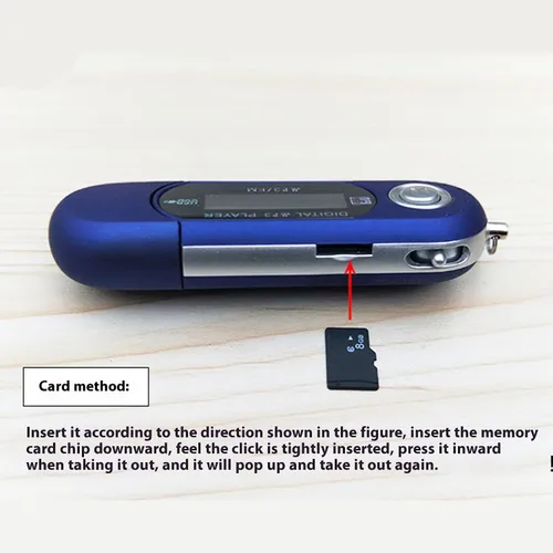 Vista 7 de Slim design MP3 player in auto power outage mode with memory and lyrics lyrics display for music lovers blue