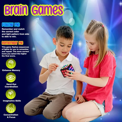 Vista 7 de PlayRoute Cubo electrónico de juego de memoria y cerebro – Divertidas ideas de regalo de juguete para niños y niñas de 6 a 12 años o más – Juguetes