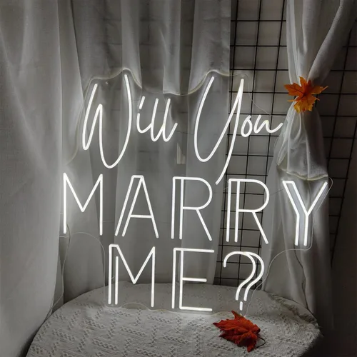Vista 5 de Letrero de neón con texto en inglés «Will You Marry Me» para decoración de pared, letreros LED, 30 pulgadas de Mr & Mrs para decoración de pared