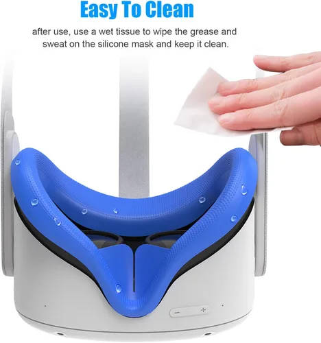 Vista 5 de AMVR - Funda facial para Quest 2, máscara facial de silicona a prueba de sudor y cojín facial para auriculares Quest 2 VR, lavable, ligera