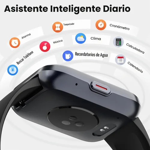 Vista 8 de Relojes inteligentes para hombre, Android y iPhone, 1.8 pulgadas HD Alexa reloj inteligente integrado con llamadas Bluetooth, IP68 impermeable Negro
