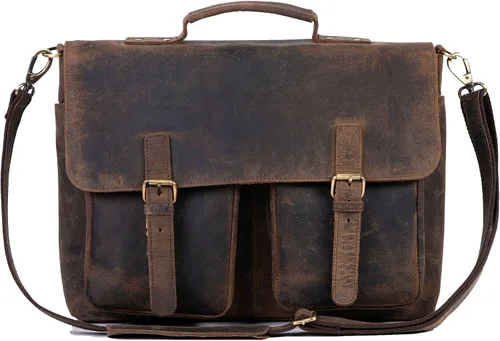 Vista 8 de KomalC Maletín de cuero de 18 pulgadas para computadora portátil, bolsas de mensajero para hombres y mujeres, la mejor bolsa de oficina