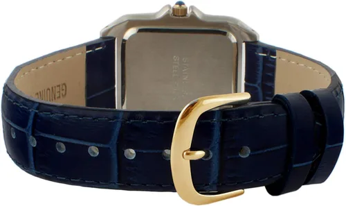 Vista 5 de Peugeot - Reloj de vestir de dos tonos con forma de tanque para mujer con correa de cuero de diseñador