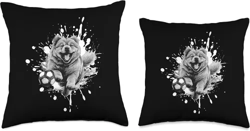 Vista 3 de Dog Soccer Sports Inc Chow Dog Playing Soccer Team Sports Animal Throw Pillow, 16x16, Multicolor