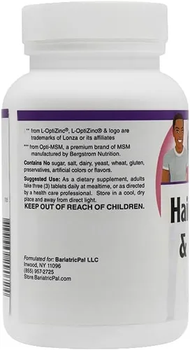 Vista 4 de BariatricPal Tabletas de fórmula para cabello, piel y uñas (botella de 90 unidades)