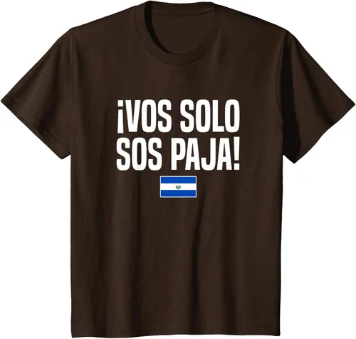 Vista 51 de Camiseta Vos Solo Sos Paja Salvadoran Slang Bandera de El Salvador, Negro