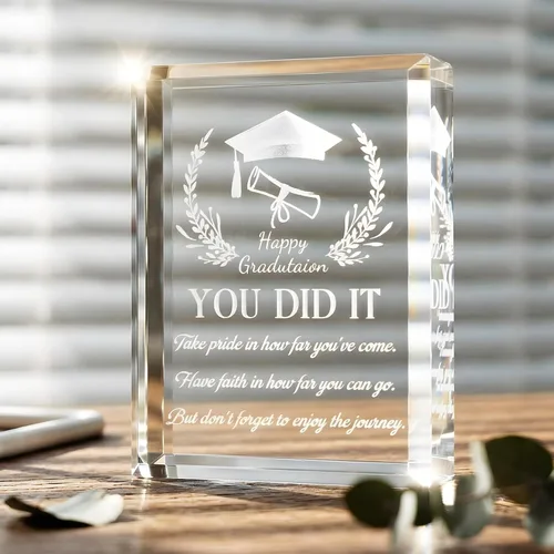 Vista 9 de YWHL Regalos de graduación para él o ella, regalos inspiradores para graduados de la clase de 2025, recuerdo de graduación de cristal grabado