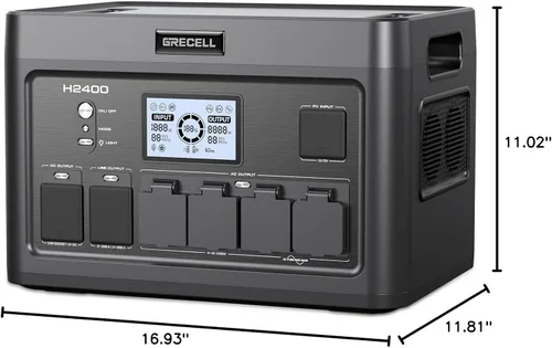 Vista 10 de Estación de energía portátil de 2400 W, 1843 Wh, generador solar LiFePO4, UPS para el hogar, batería de reserva de energía con 4 salidas de CA