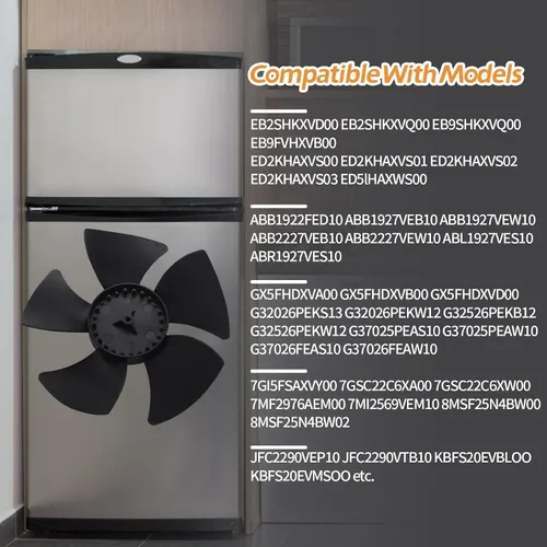 Vista 5 de W10156818 - Cuchilla del ventilador del motor del condensador del refrigerador compatible con Whirlpool Kenmore Jenn-Air Amana Admiral Norge