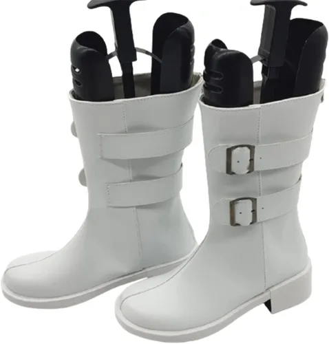 Vista 2 de DUNHAO COS Tokyo ManjiGang Zapatos Cosplay Manjirou Sano Botas Cosplay, Blanco