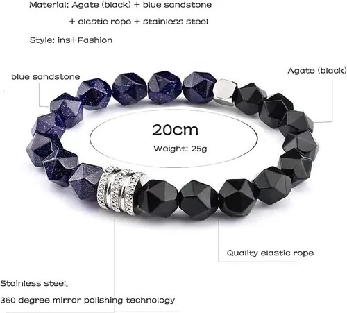 Vista 3 de HEFFY Black Raw Tourmaline Crystal Stone Necklace Pendant Amulet Pillar Pendant+Triple Protection Bracelet Hematite Obsidian Tiger Eye Bracelets for