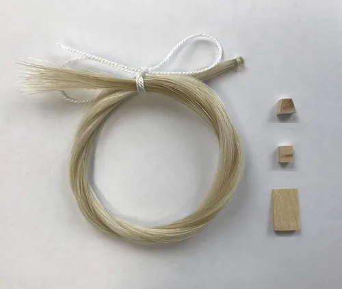 Vista 9 de MI&VI Pelo clásico de caballo mongol para arcos de violín y viola - Sin blanquear, blanco 29.5 pulgadas (1 madeja, preparado, incluye tapón y cuña)