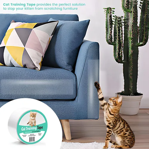 Vista 8 de ELK Cinta de entrenamiento antiarañazos para gatos, disuasorio de arañazos, 100% transparente, protector de muebles de interior para silla, sofá