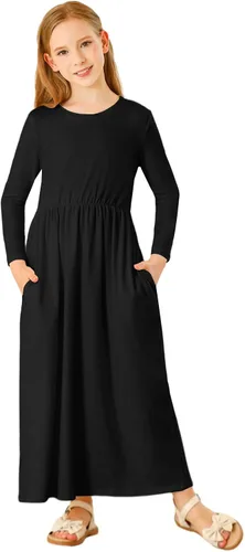 Vista 4 de 21KIDS Vestido largo para niñas de 6 a 12 años con bolsillos para niñas