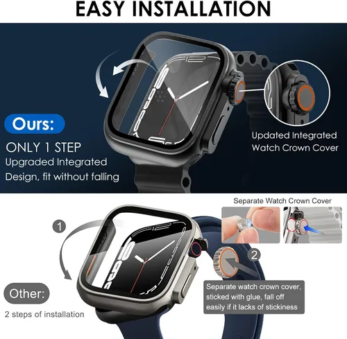 Vista 4 de WINGLE Funda impermeable 2 en 1 para Apple Watch de 1.732 pulgadas (1.732 in) Series 6, 5, 4 SE 【Parece Apple Watch Ultra】, paquete de 2 cubiertas