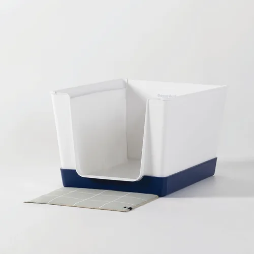 Vista 15 de DoggyBathroom - Orinal para perros de interior con paredes altas y entrada baja para perros pequeños, soporte vertical, protector contra Negro