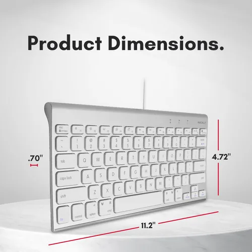 Vista 7 de Macally Teclado USB con cable para Mac y PC con Windows, teclado Apple pequeño compatible con ahorro de espacio, teclado externo Mac de 78 teclas