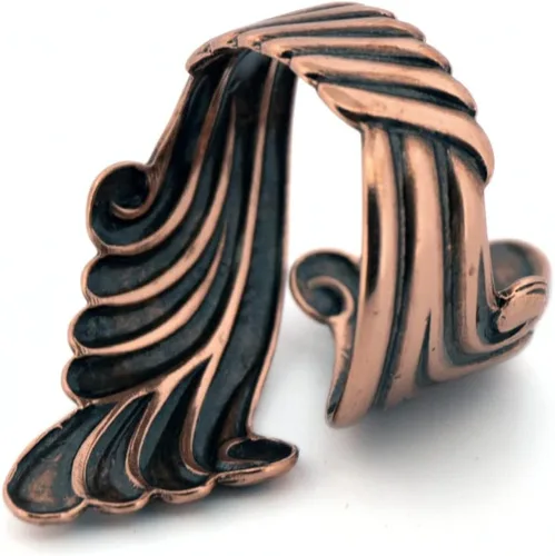 Vista 9 de Anillo de desplazamiento de cobre, anillo de derivación de cobre sólido, joyería de cobre puro ajustable