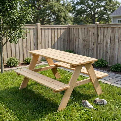 Vista 5 de banco de madera para picnic para niños