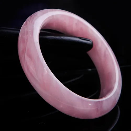 Vista 3 de Pulsera de joyería de cuarzo rosa natural, pulsera de piedras preciosas, diámetro interior 2.283in