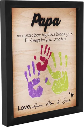 Vista 26 de Regalos personalizados de béisbol con texto en inglés «We Caught the Best Dad», regalos para el Día del Padre de parte del hijo, marco de madera