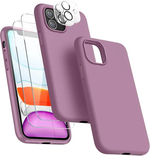 Vista 8 de Funda de silicona para iPhone 11 con protector de pantalla, funda de silicona para iPhone 11 i Phone 11 funda para, delgada funda protectora