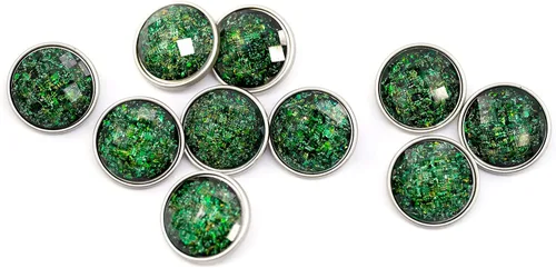 Vista 7 de 20 piezas de vidrio biselado verde arrugado estampado de capa de metal botones de vástago de costura para abrigos -0.906 in -7/8 pulgadas