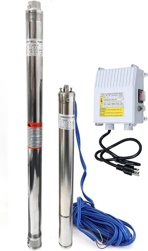 Vista 20 de Bomba sumergible de pozo profundo, bomba de pozo profundo de 1 HP de 110 V de acero inoxidable con caja de control y cable de alimentación de 50