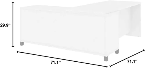 Vista 3 de BESTAR Pro-Linea - Escritorio en forma de L, 72 W, color blanco, mesa esquinera grande para oficina en casa, espacio de trabajo profesional, área