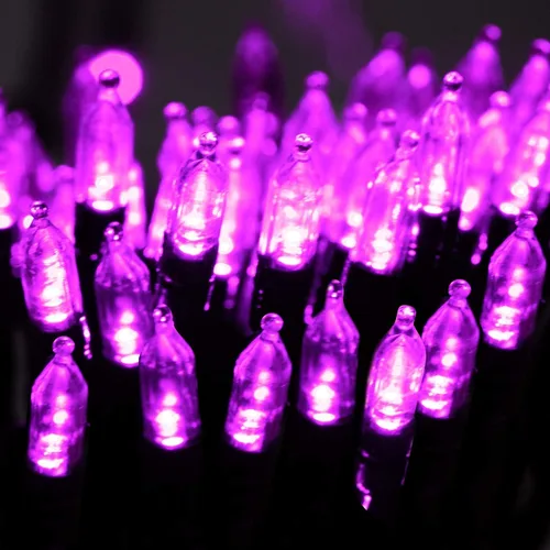 Vista 9 de Luces moradas de Halloween para exteriores, 33 pies, 100 luces LED impermeables de Navidad con 8 modos de iluminación, decoraciones de Halloween