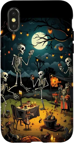 Vista 5 de Funda para disfraz de Halloween para iPhone 16 de noche de terror de esqueleto