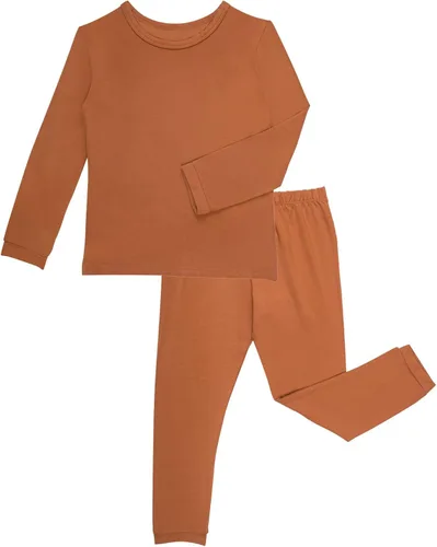 Vista 15 de GUISBY Conjunto de pijama de rayón de bambú para niños y niñas, ajuste cómodo, para uso diario, conjunto de pijama de 2 piezas