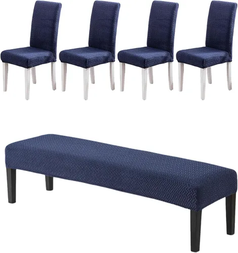 Vista 25 de CRFATOP 4 Piezas de Fundas Elásticas para Silla de Comedor con Funda para Banco Fundas Impresas para Silla de Comedor Fundas para Cojín de Asiento