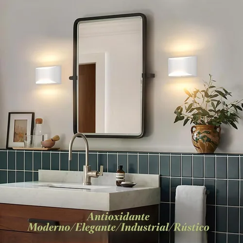 Vista 5 de Tipace Modernos apliques LED de pared para interiores, 2 paquetes de luces de pared interiores cableadas de aluminio hacia arriba y hacia abajo, luz
