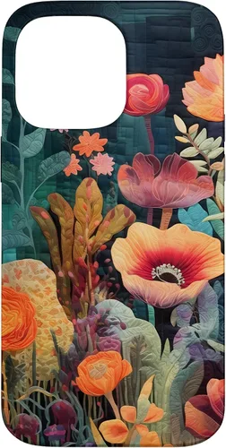 Vista 21 de iPhone 16 Flores coloridas en funda de edredón óptica, flores