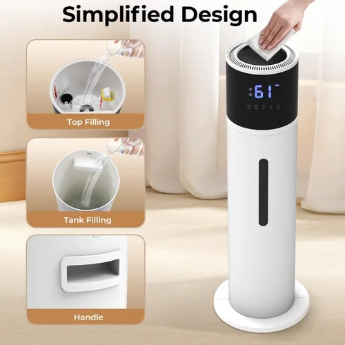 Vista 7 de VENTISOL Humidificadores grandes para dormitorio, humidificador silencioso de niebla fría de 16L/4.2 galones para el hogar y habitación grande