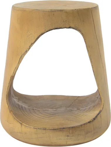 Vista 6 de SSLin Mesa auxiliar redonda hueca, mesa auxiliar de grano de madera marrón envejecida, mesa auxiliar de óxido de magnesio totalmente montada, mesa