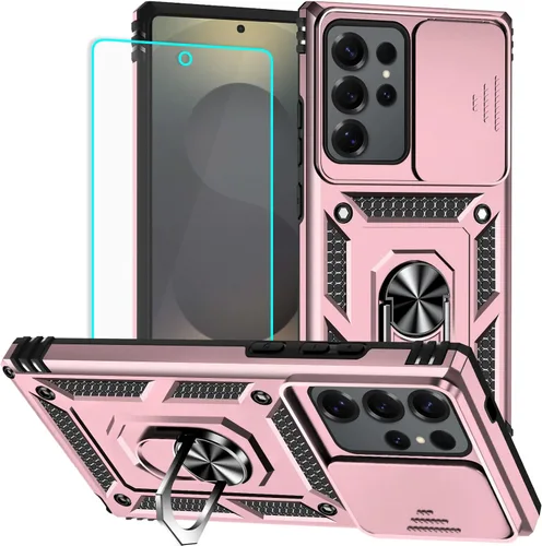 Vista 24 de HNHYGETE Funda para Samsung A13 5G, Galaxy A13 5G con protector de pantalla, soporte giratorio de grado militar de 360° (resistente), fundas Negro