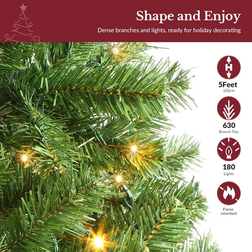 Vista 3 de Alupssuc 5ft Classic Spruce Artificial Prelit Christmas Tree