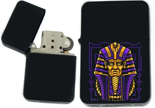 Vista 36 de Faraón, egipcio, tutankamón, cleopatra, ojo de Horus, pirámides-Ankh, leona-diosa única coleccionable s Infinity negro mate encendedores a prueba