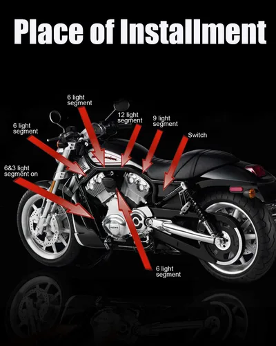 Vista 7 de SUNPIE - Kit de 8 tiras de luz LED impermeables con control remoto RF, luces de acento multicolor para motocicleta, para Harley Honda, Kawasaki