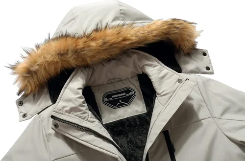 Vista 7 de MOERDENG Chaqueta de esquí impermeable para mujer, chaqueta de nieve de invierno cálida con capucha, abrigo de nieve de montaña resistente al